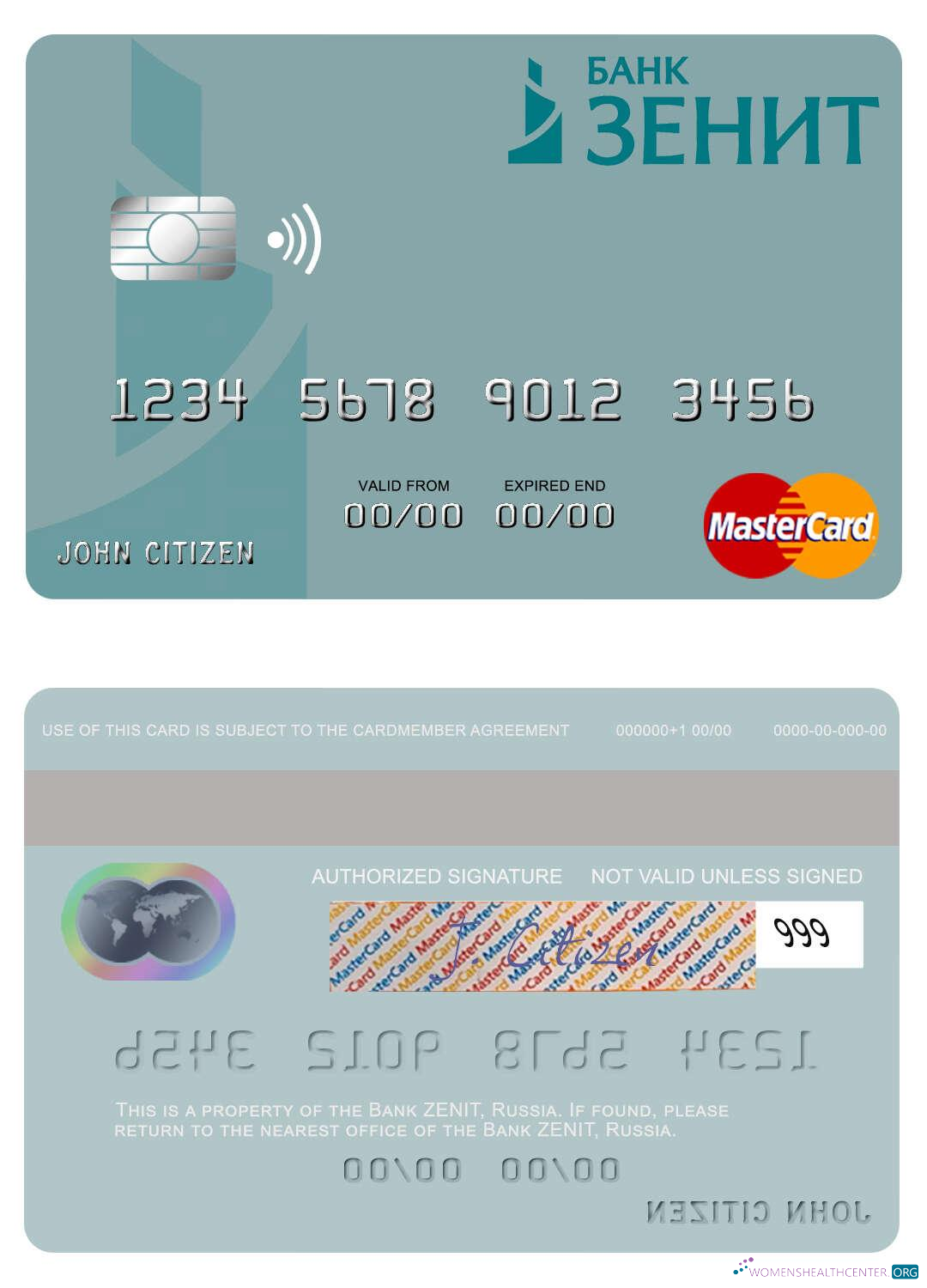 Download Russia Bank ZENIT mastercard Photoshop template